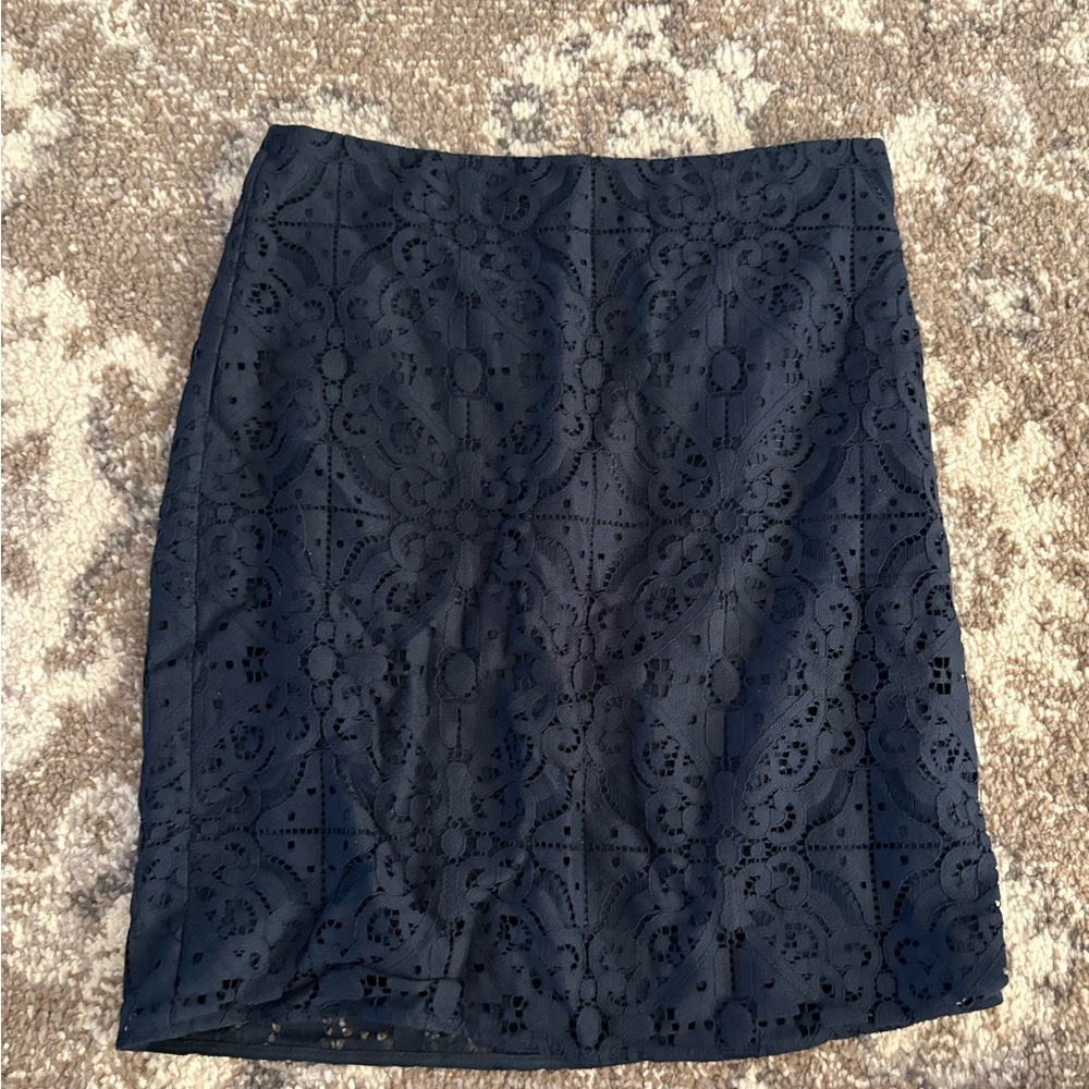 Banana Republic Navy Lace Pencil Skirt